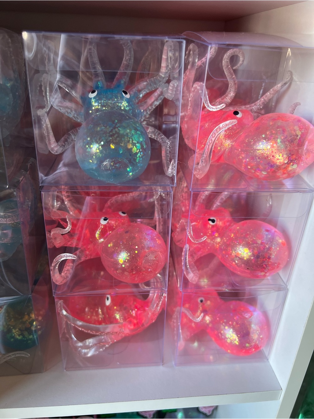 Glittery Octopus Squishy Toy - Pink & Blue - Kids Toys
